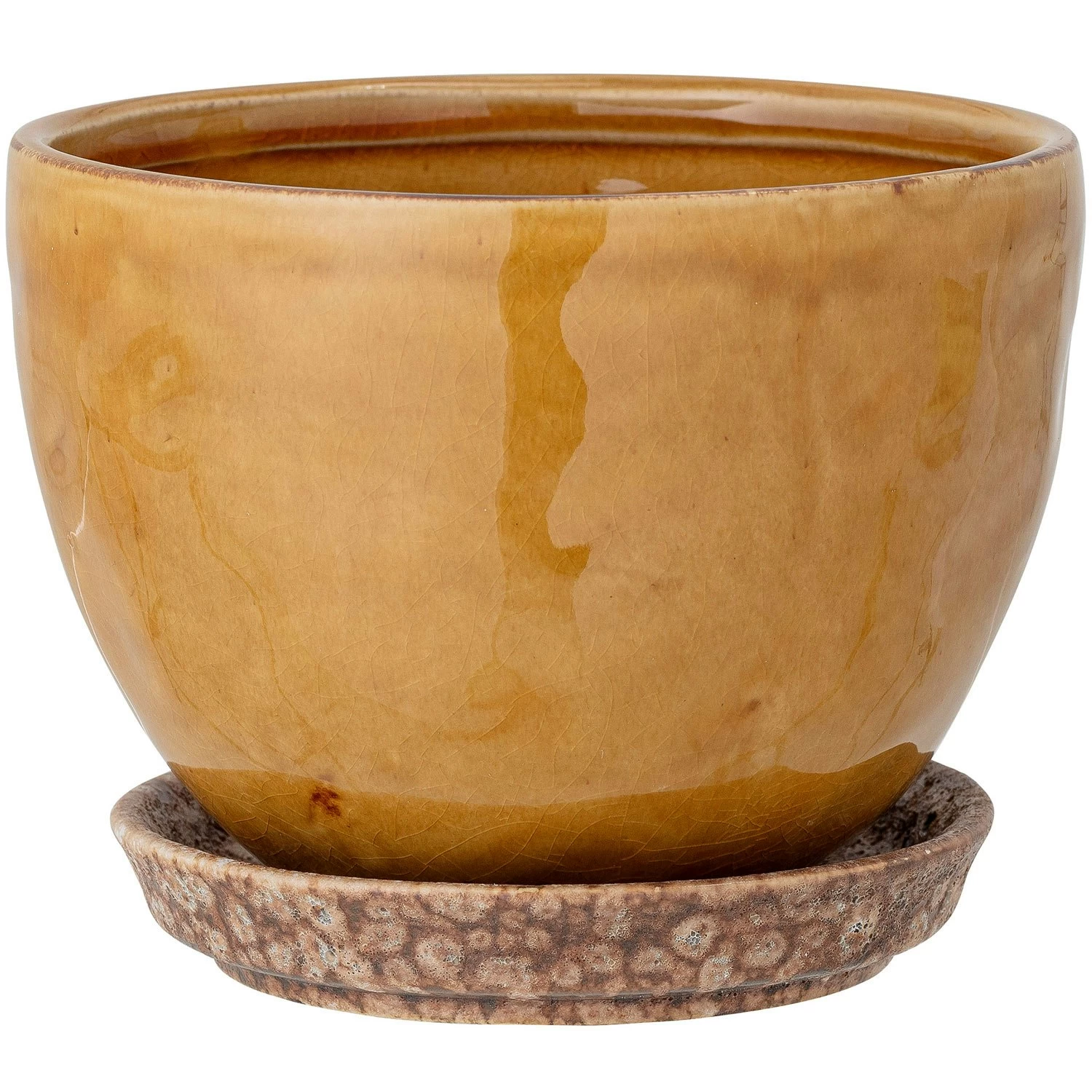 Bloomingville Betje Topf Mit Unterteller Steingut Ă15 Cm, Gelb