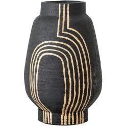 Bloomingville Gunilla Dekorative Vase Terrakotta, Schwarzmatt / Gold