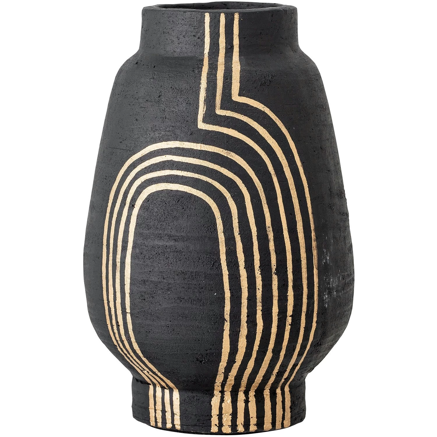 Bloomingville Gunilla Dekorative Vase Terrakotta, Schwarzmatt / Gold