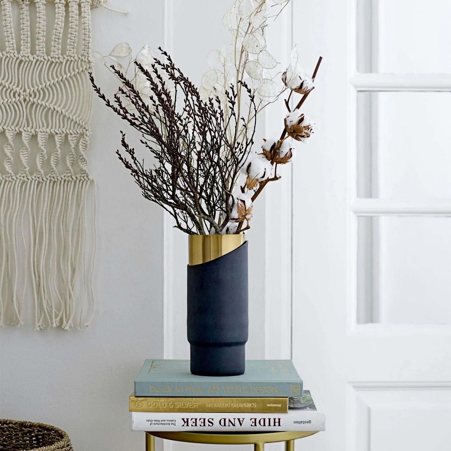 Bloomingville Vase 23cm, Blau/Gold â Bild 4